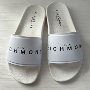 John Richmond white slide sandals